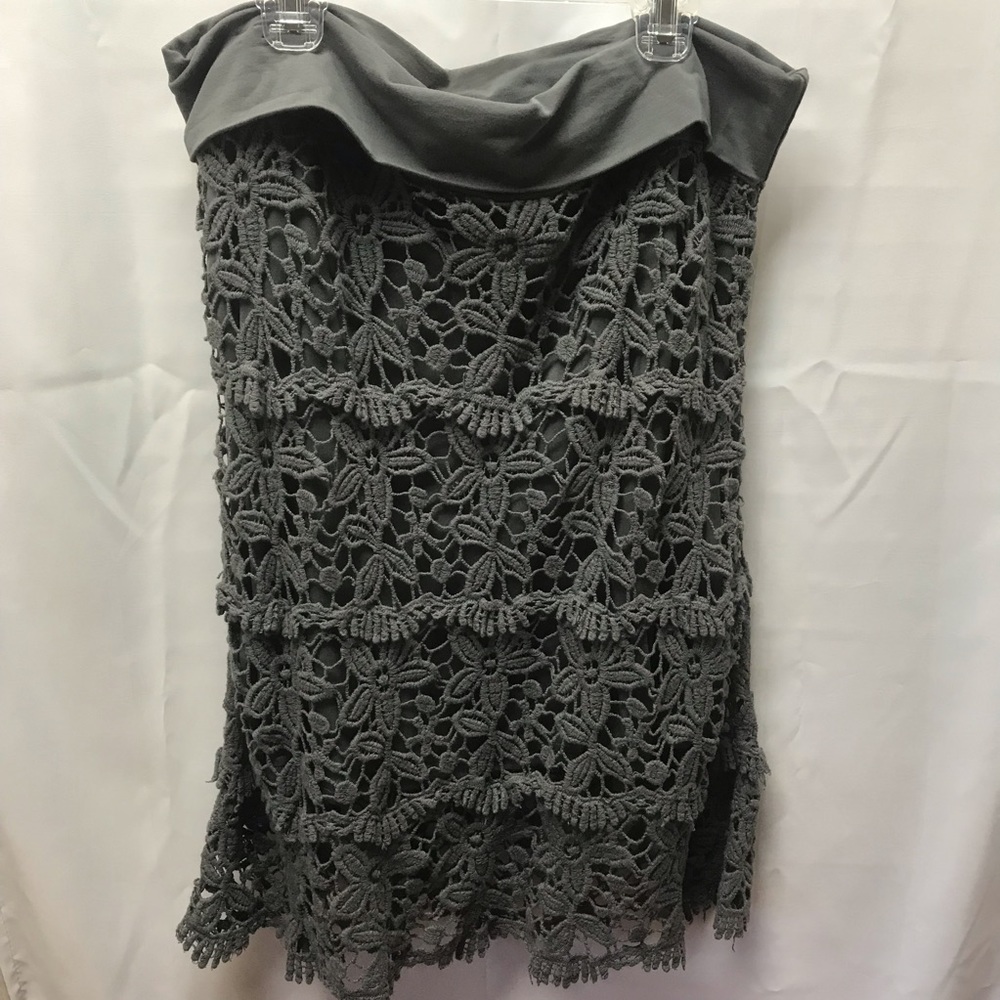 Solitaire Crocheted Fold Over Gray Skirt Y2k Skirt